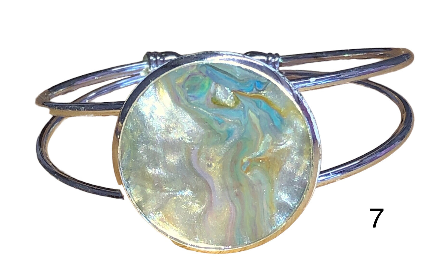 Acrylic Pour silver bangle