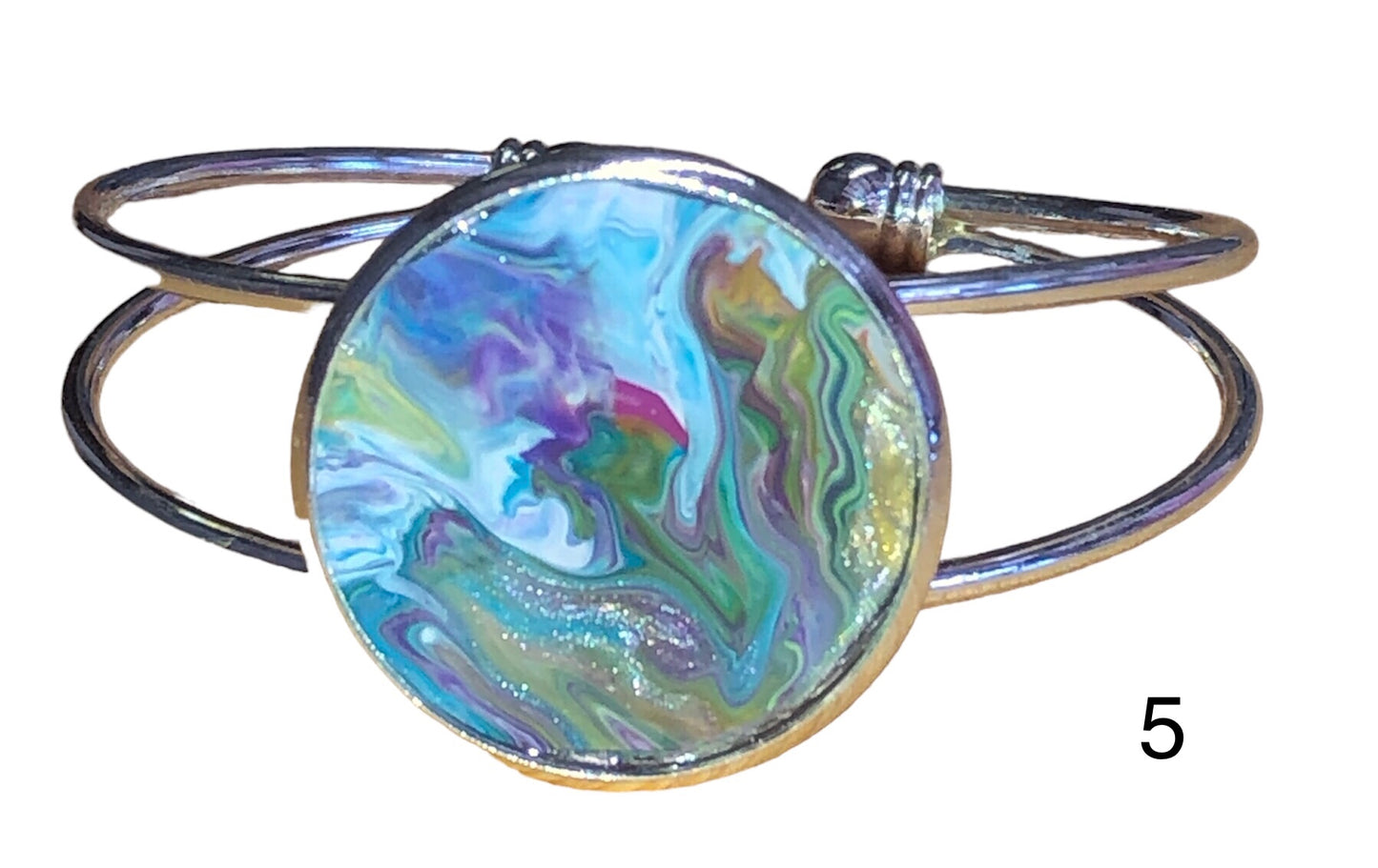 Acrylic Pour silver bangle