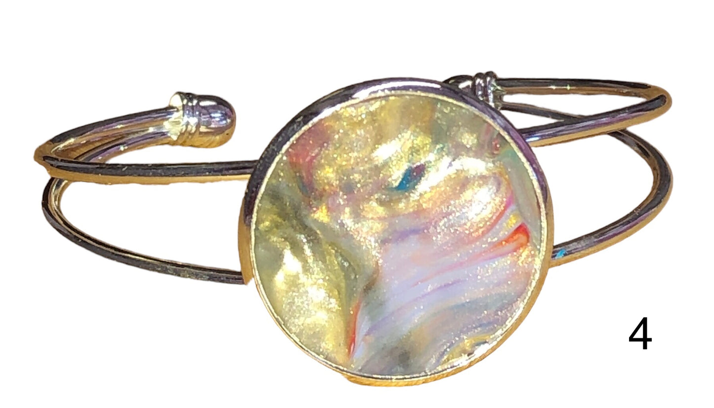 Acrylic Pour silver bangle