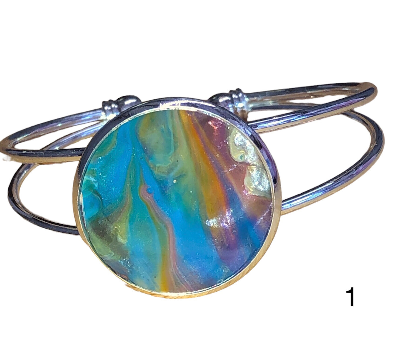 Acrylic Pour silver bangle