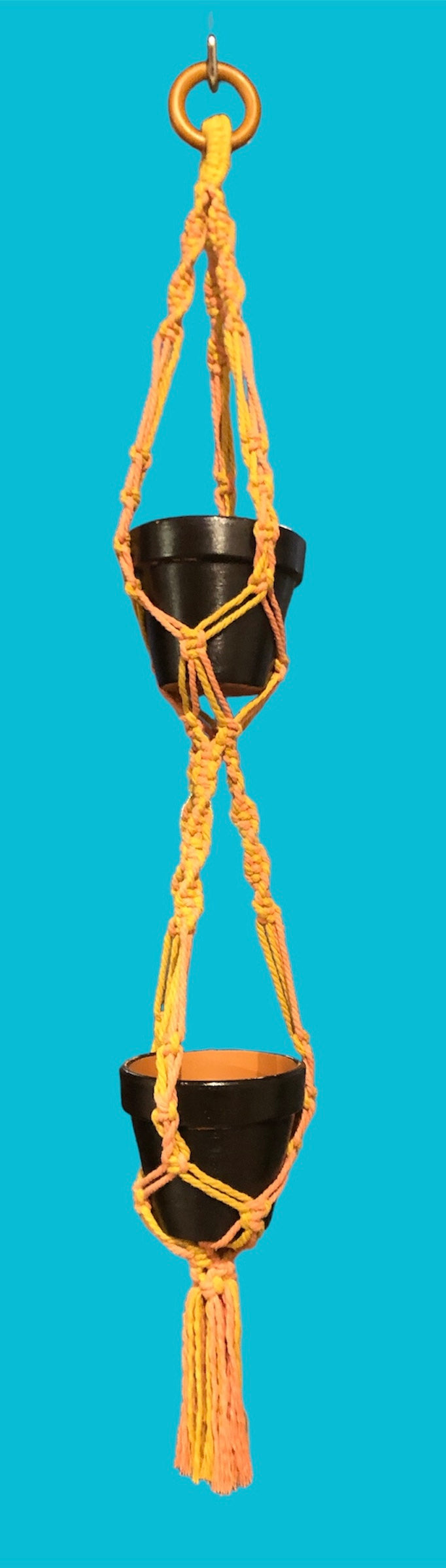 Macrame double pot hanger