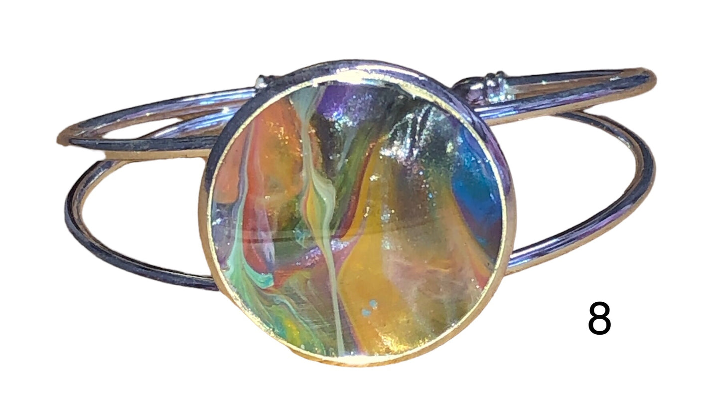 Acrylic Pour silver bangle