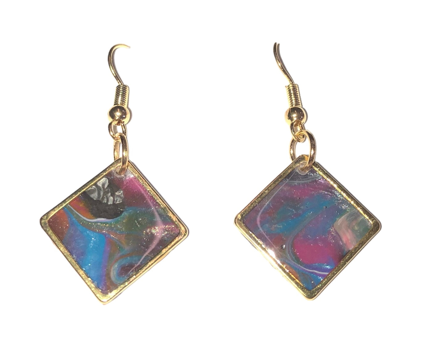 Acrylic Pour dangle earrings