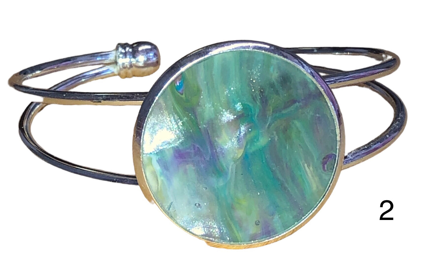 Acrylic Pour silver bangle