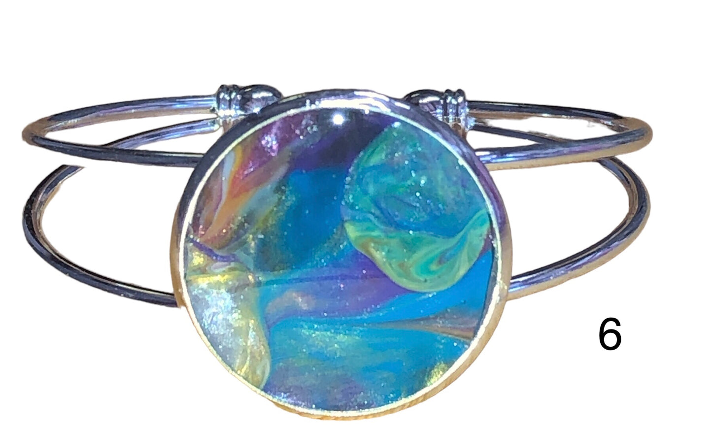 Acrylic Pour silver bangle
