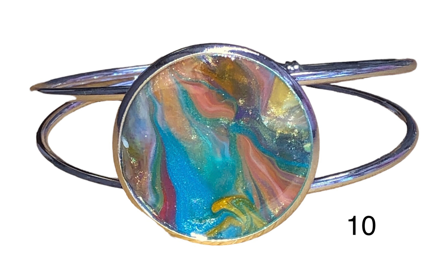 Acrylic Pour silver bangle