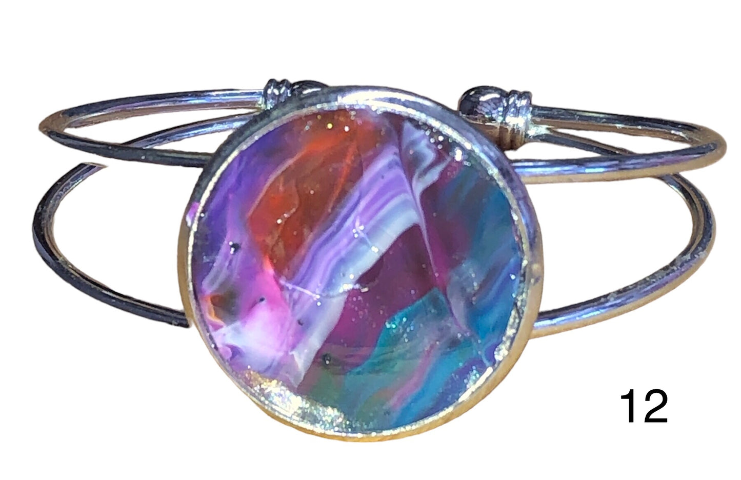 Acrylic Pour silver bangle