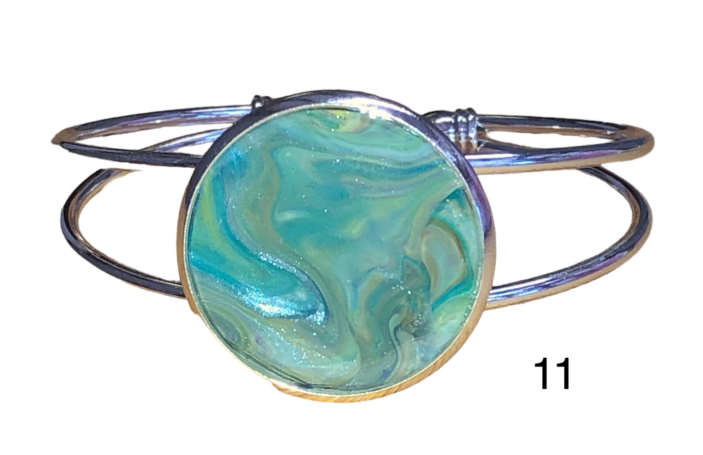 Acrylic Pour silver bangle