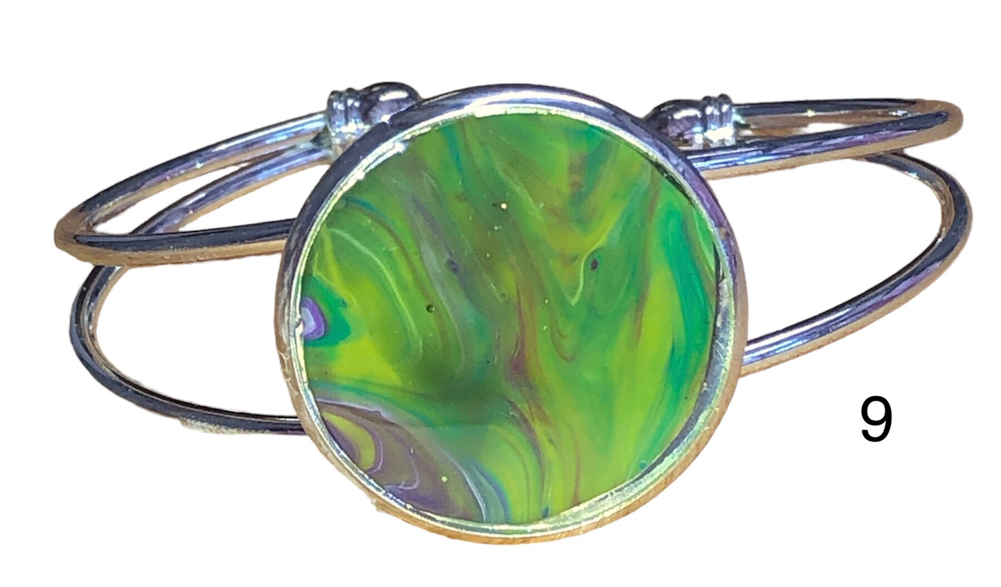 Acrylic Pour silver bangle