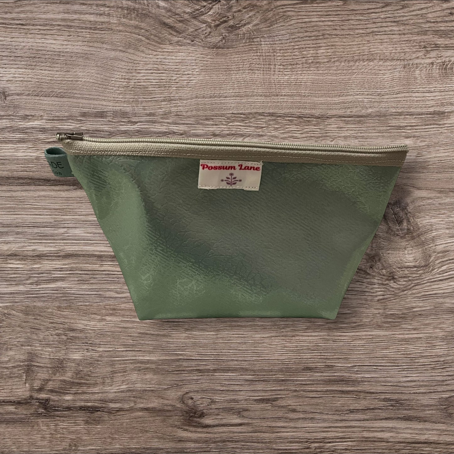Green Zippered Cosmetic Pouch