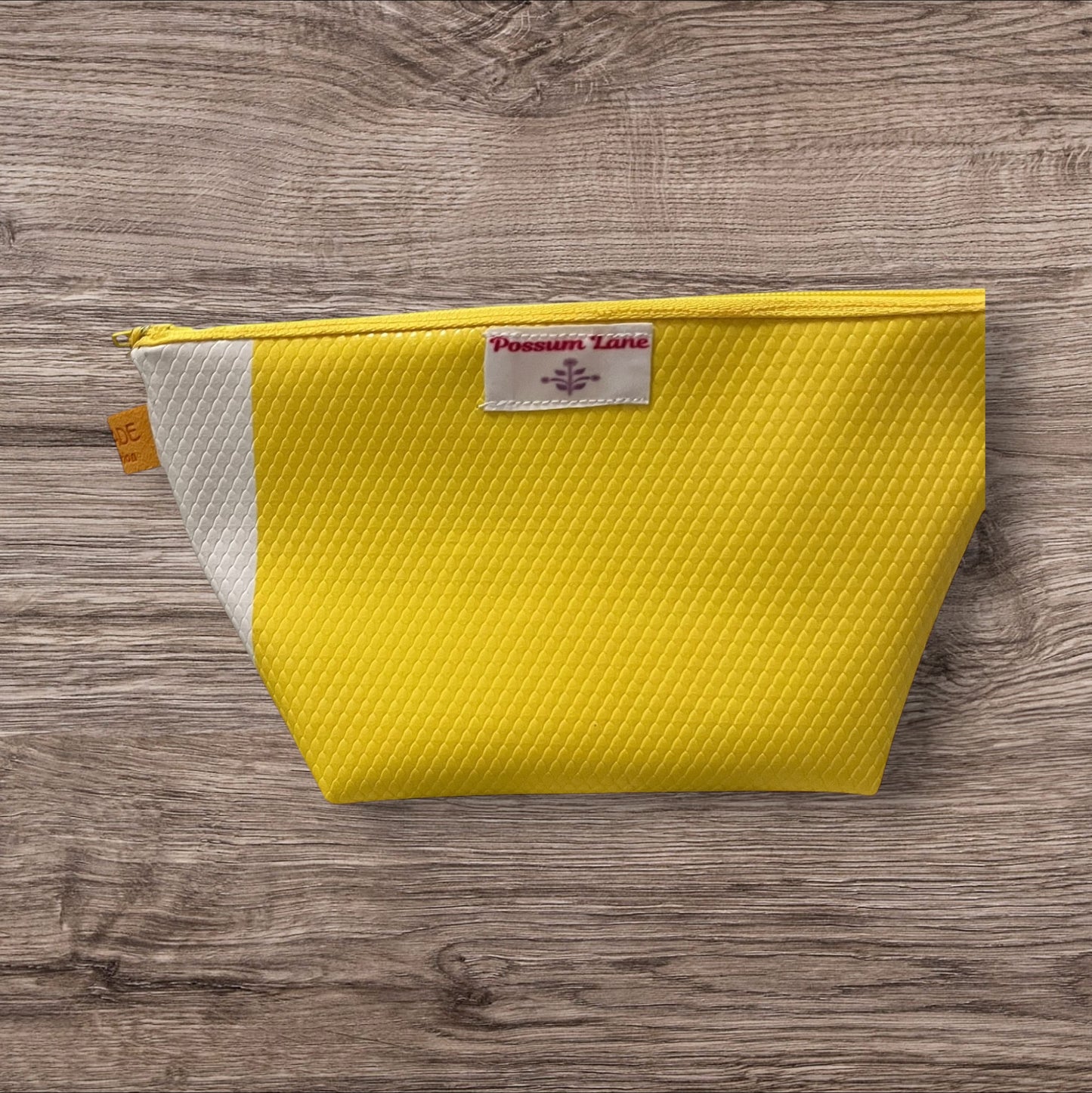 Yellow/White Zippered Cosmetic Pouch