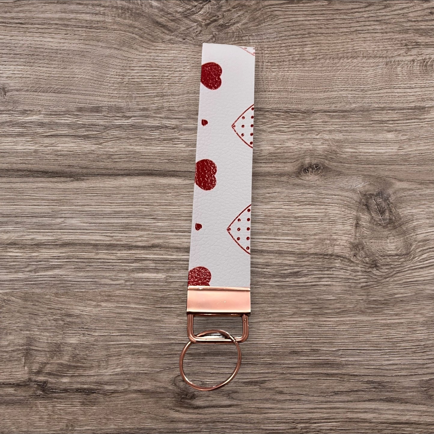 Love heart Keyring Fob Wristlet Rose Gold