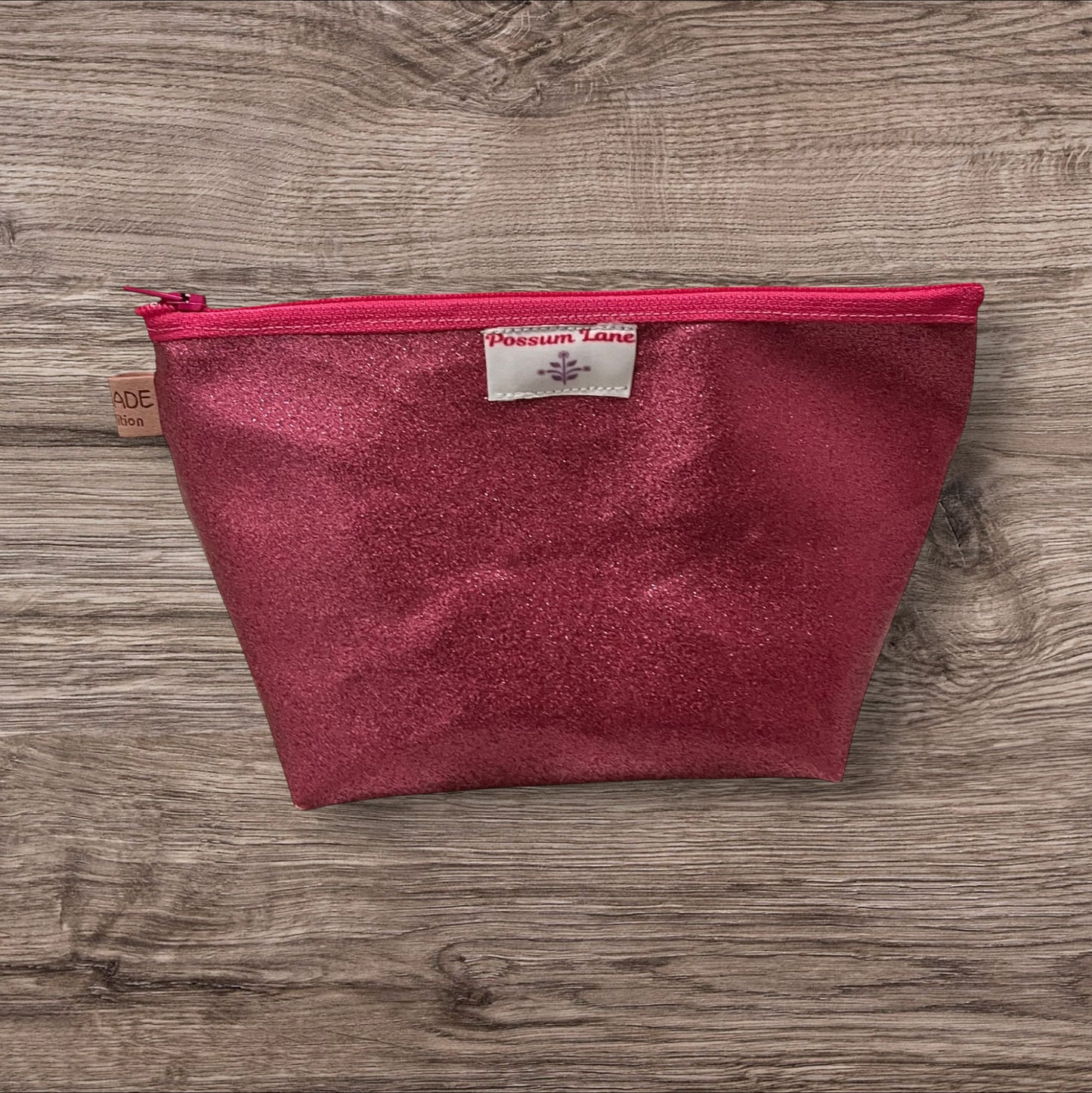 Glitter Pink Zippered Cosmetic Pouch