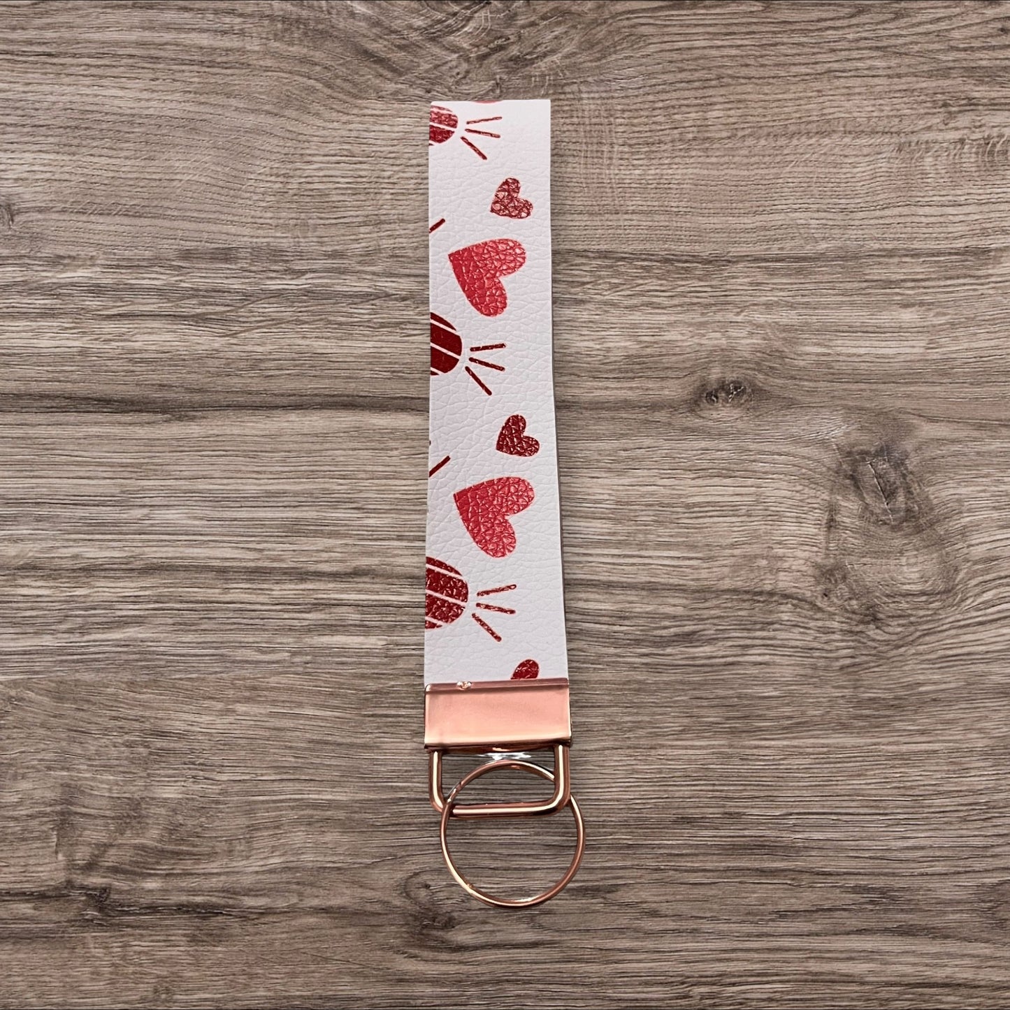 Love heart Keyring Fob Wristlet Rose Gold