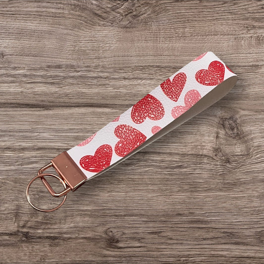 Love heart Keyring Fob Wristlet Rose Gold