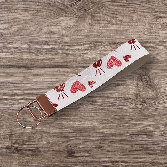 Love heart Keyring Fob Wristlet Rose Gold