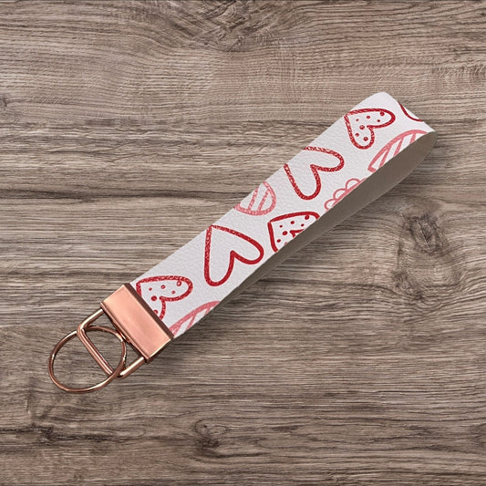 Love heart Keyring Fob Wristlet Rose Gold