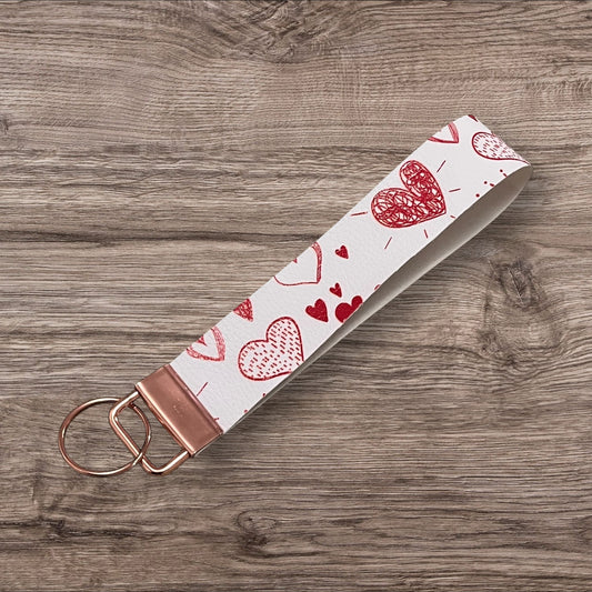 Love heart Keyring Fob Wristlet Rose Gold
