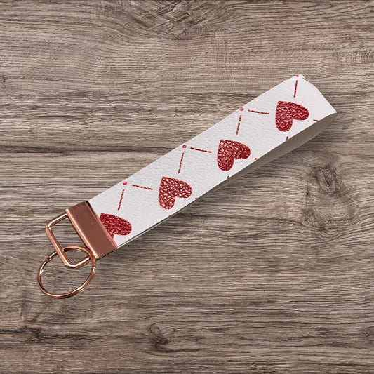 Love heart Keyring Fob Wristlet Rose Gold